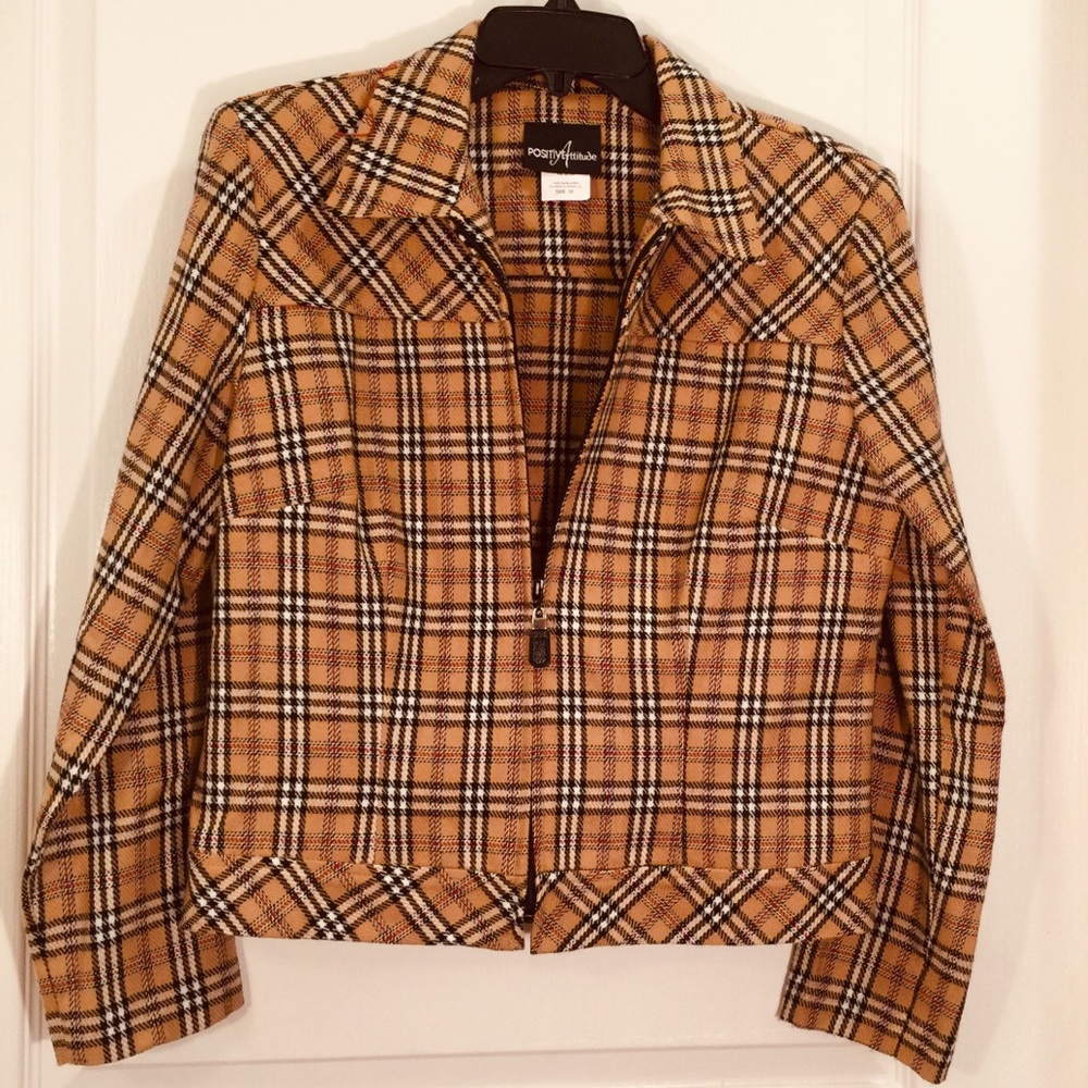 Positive Attitude size 12 plaid jacket only